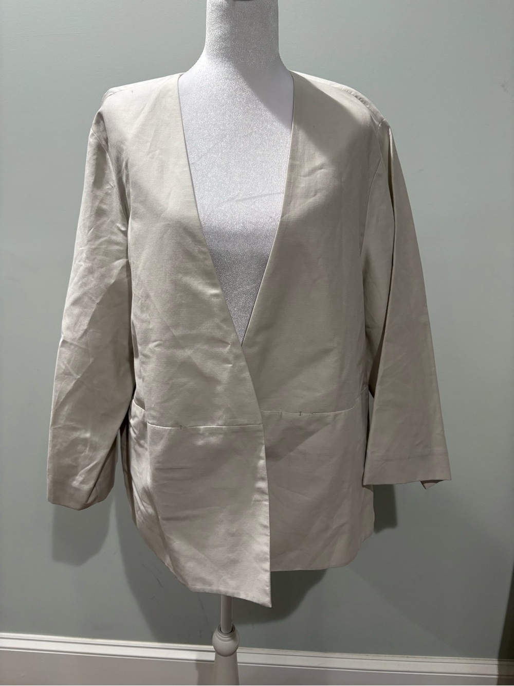 COS Neutral Open-Front Cream Blazer Jacket